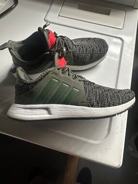 adidas Kids Sneakers Olive Green Black with Red Accent